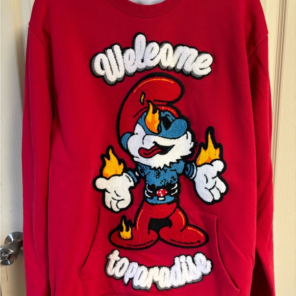 Raw Men’s welcome to paradise sweatshirt red papa Smurf - Picture 3 of 5